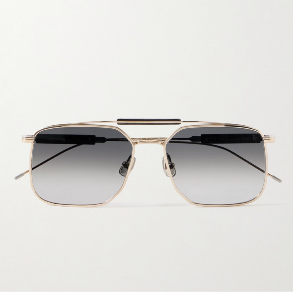 Brunello Cucinelli Aviator Style Gold Tone Sunglasses